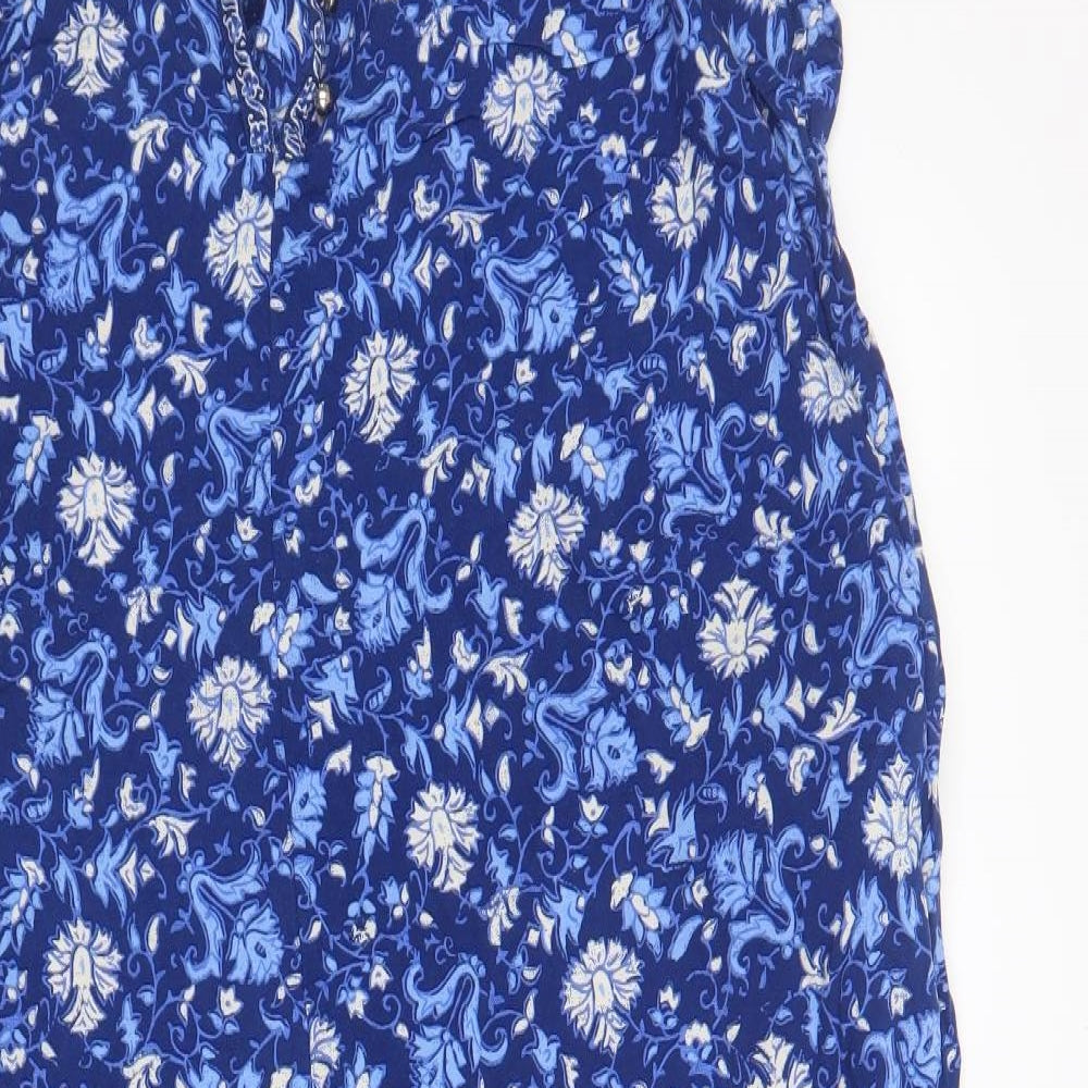 Monsoon Womens Blue Geometric  Jumpsuit One-Piece Size XL  - flare
