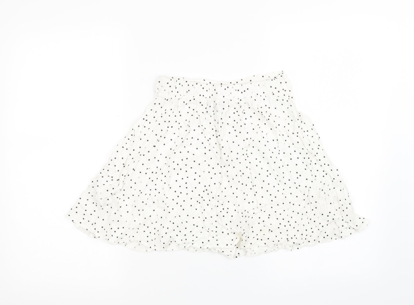 New Look Womens White Polka Dot  Paperbag Shorts Size 8