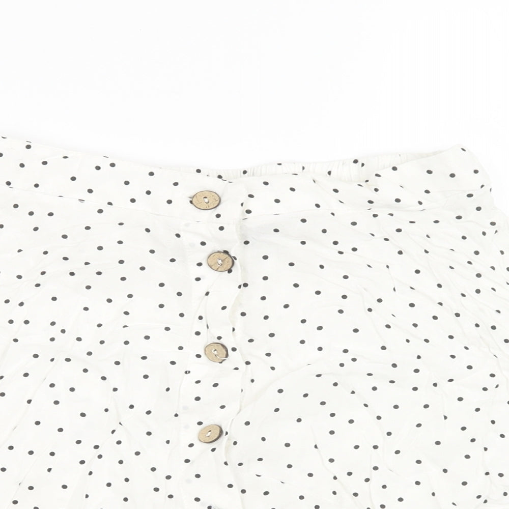 New Look Womens White Polka Dot  Paperbag Shorts Size 8