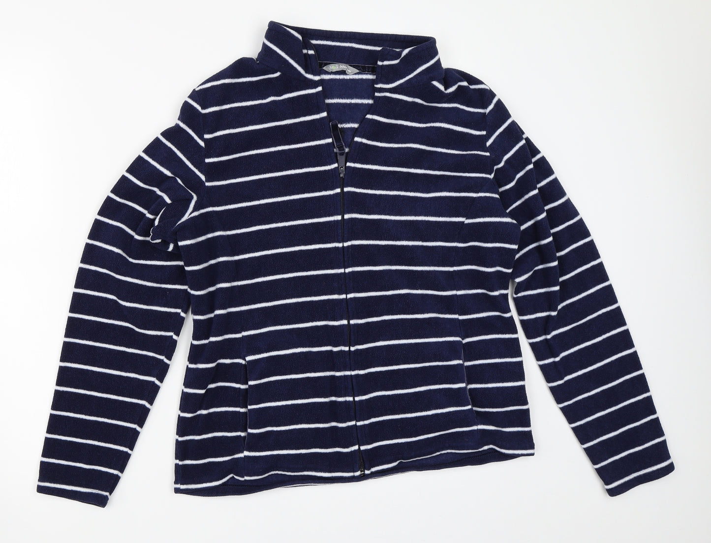 Marks and Spencer Womens Blue Striped Fleece Jacket  Size 16
