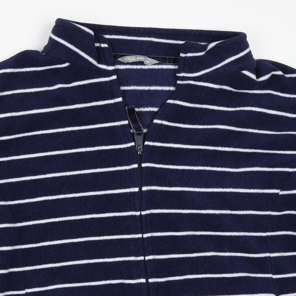 Marks and Spencer Womens Blue Striped Fleece Jacket  Size 16
