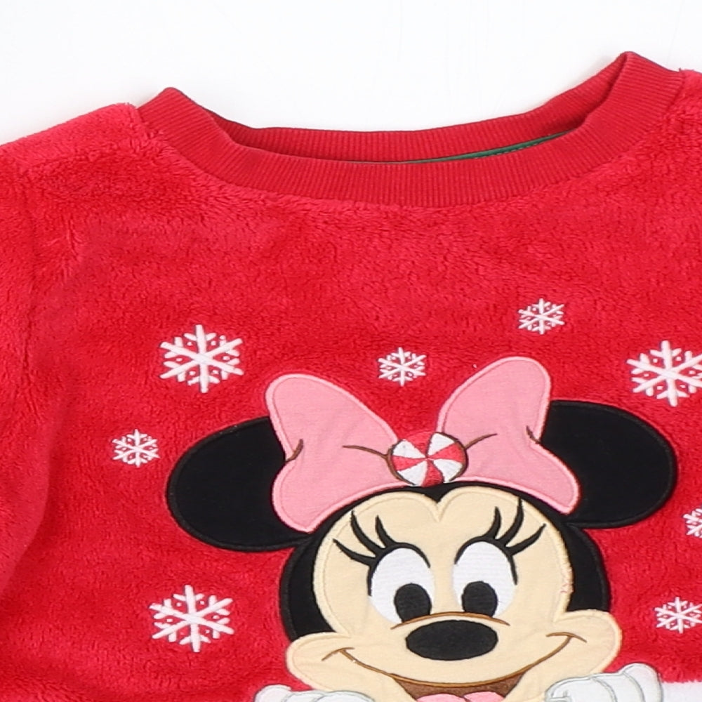 Disney Girls Red Solid  Top Pyjama Top Size 3 Years  - Minnie mouse