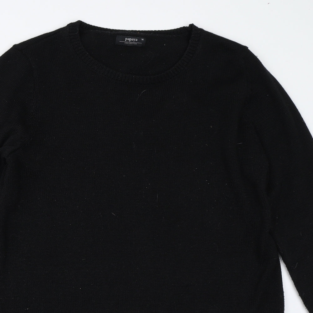 Papaya Womens Black   Pullover Jumper Size 16