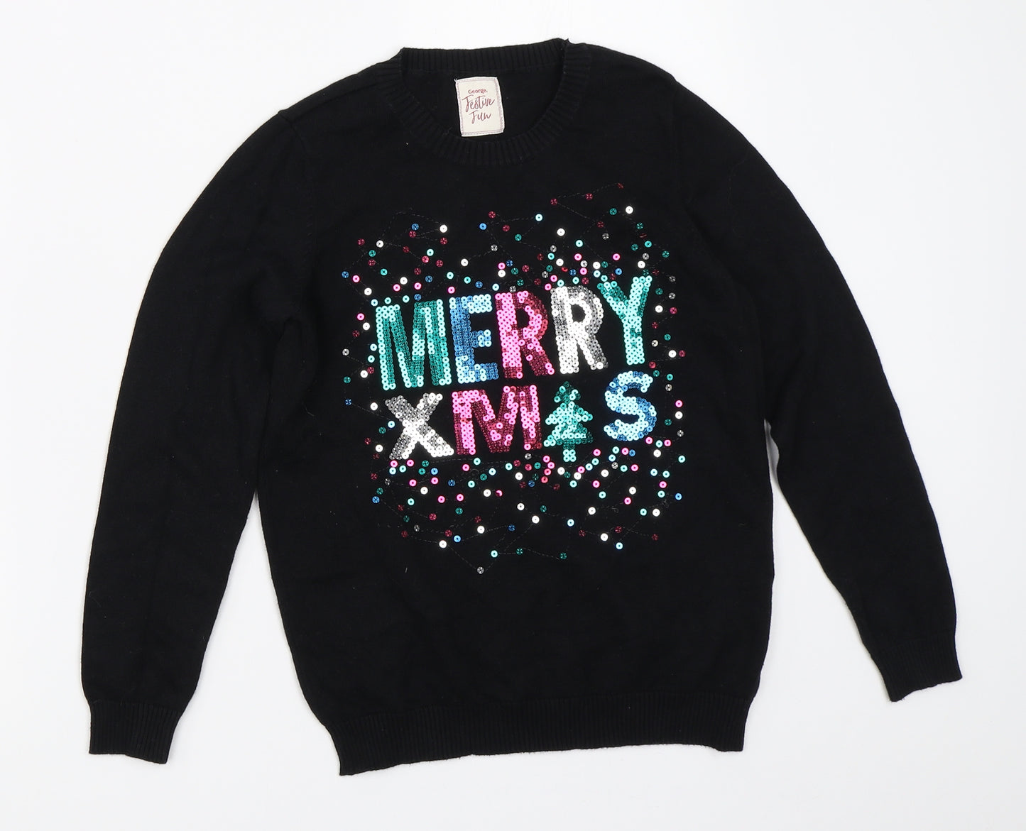 George Girls Black   Pullover Jumper Size 10-11 Years  - christmas