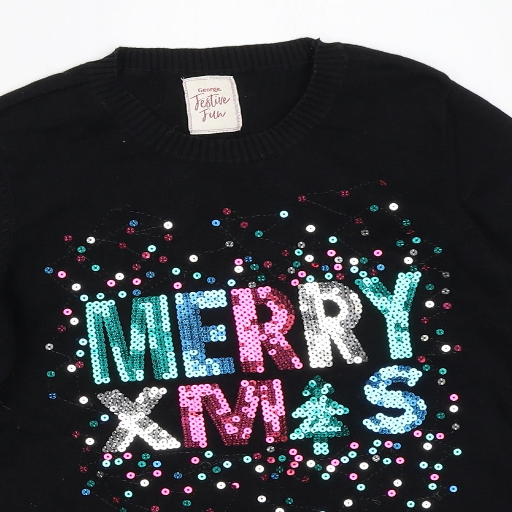 George Girls Black   Pullover Jumper Size 10-11 Years  - christmas