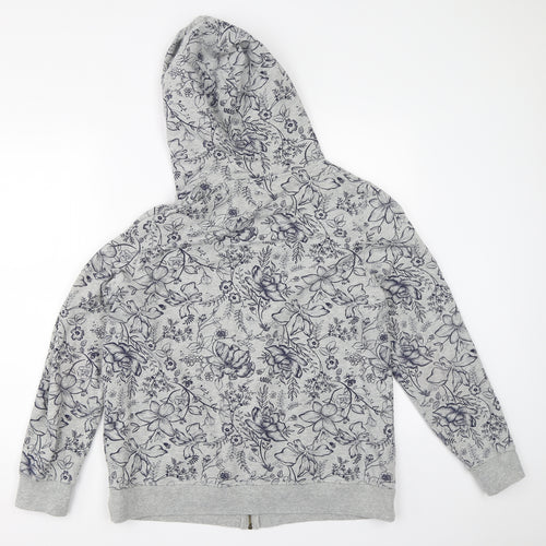 George Womens Grey Floral  Full Zip Hoodie Size 16