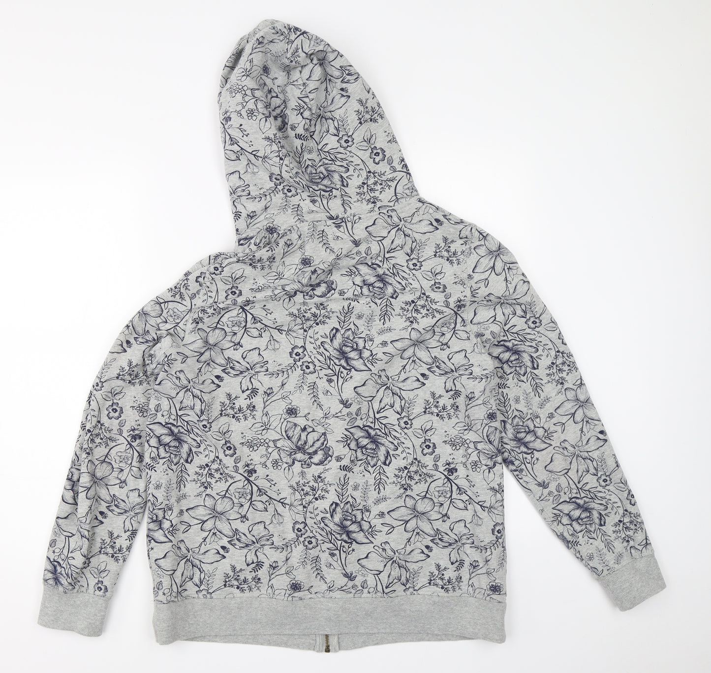 George Womens Grey Floral  Full Zip Hoodie Size 16
