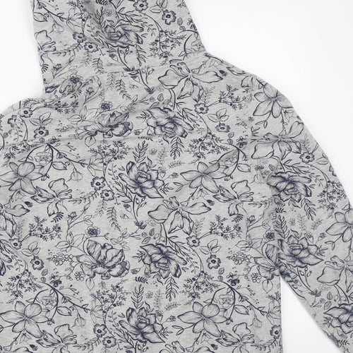George Womens Grey Floral  Full Zip Hoodie Size 16