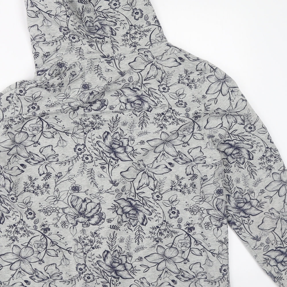 George Womens Grey Floral  Full Zip Hoodie Size 16