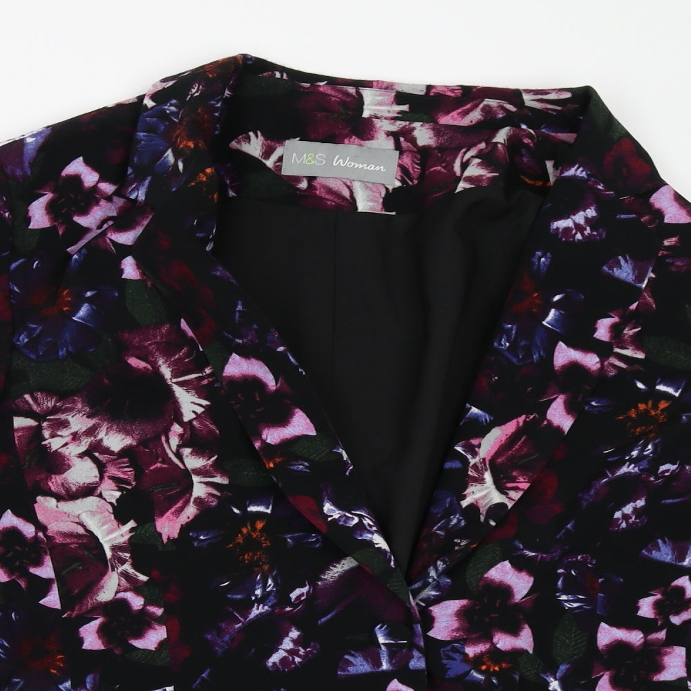 Marks and Spencer Womens Black Floral  Jacket Blazer Size 18