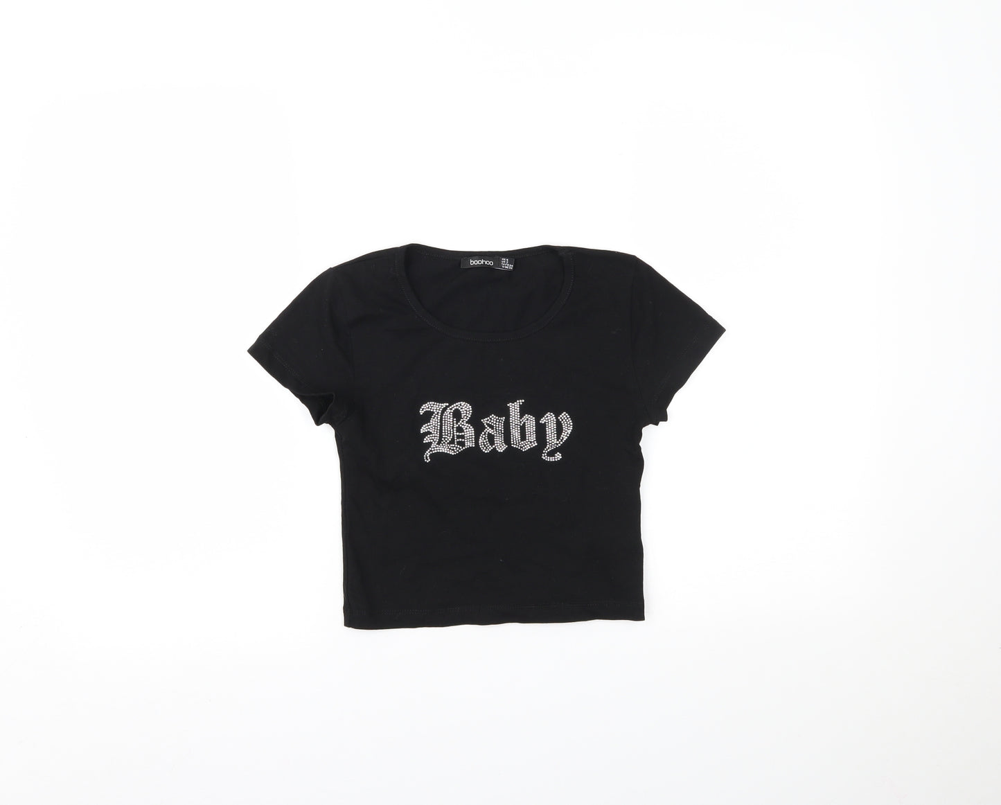 Boohoo Womens Black   Cropped T-Shirt Size 6