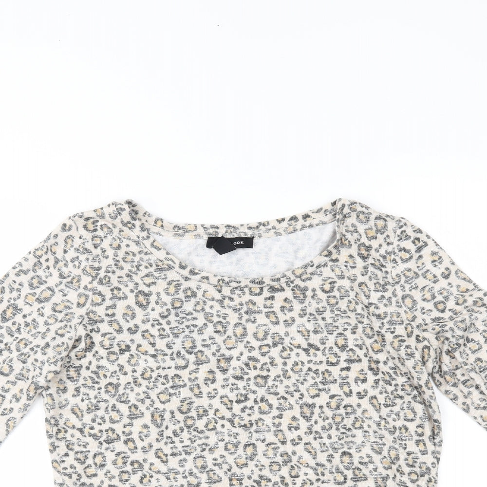 New Look Womens Brown Animal Print  Basic T-Shirt Size 8