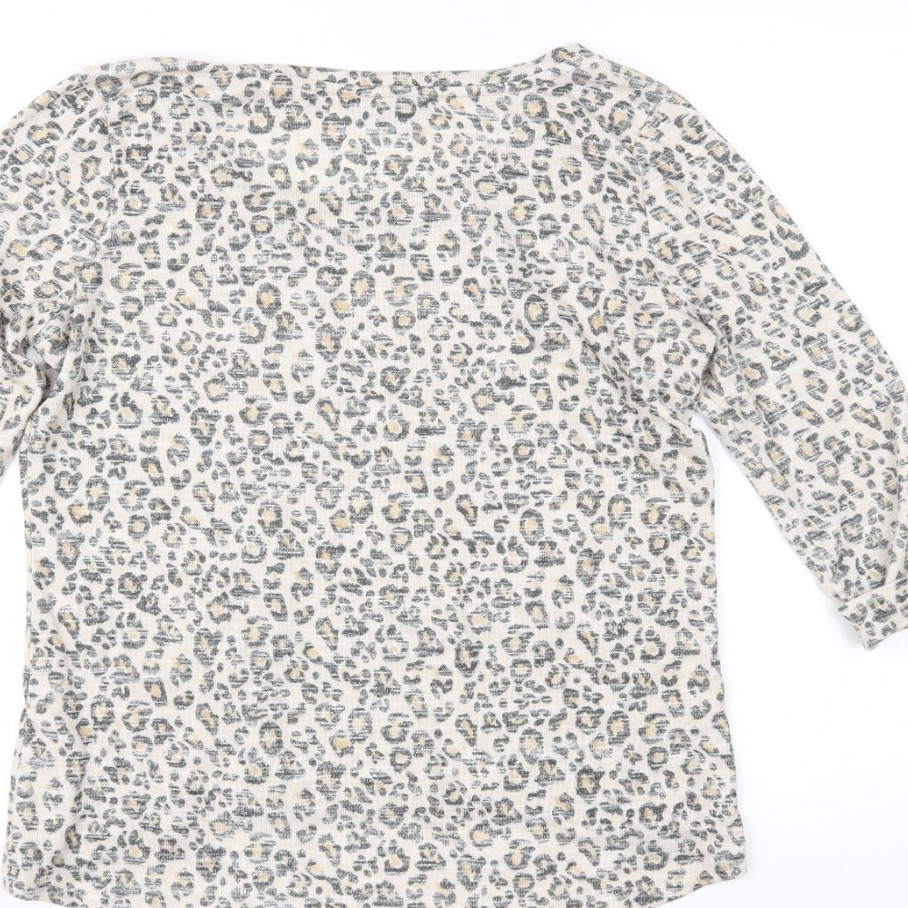 New Look Womens Brown Animal Print  Basic T-Shirt Size 8