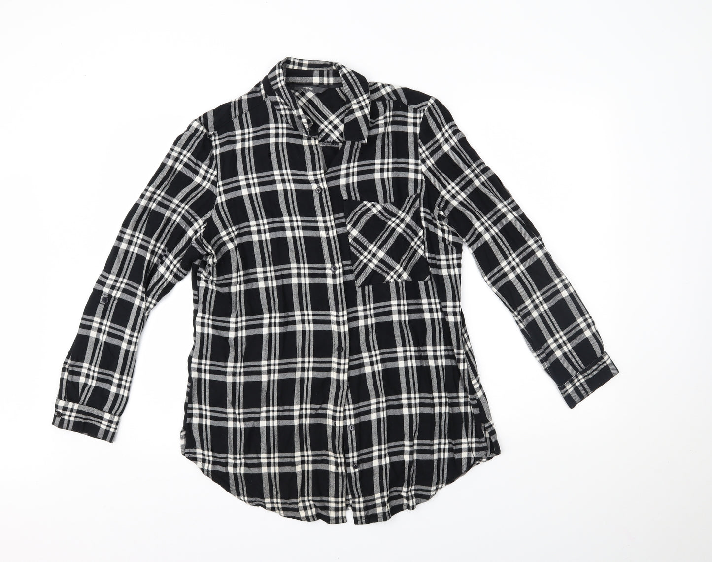 George Womens Black Plaid  Basic Button-Up Size 12
