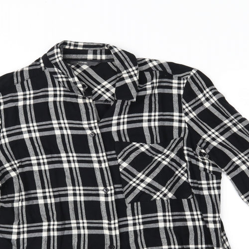 George Womens Black Plaid  Basic Button-Up Size 12