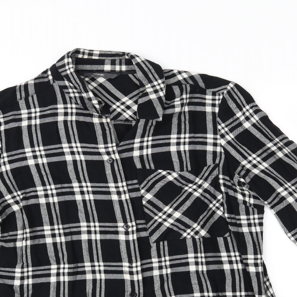 George Womens Black Plaid  Basic Button-Up Size 12
