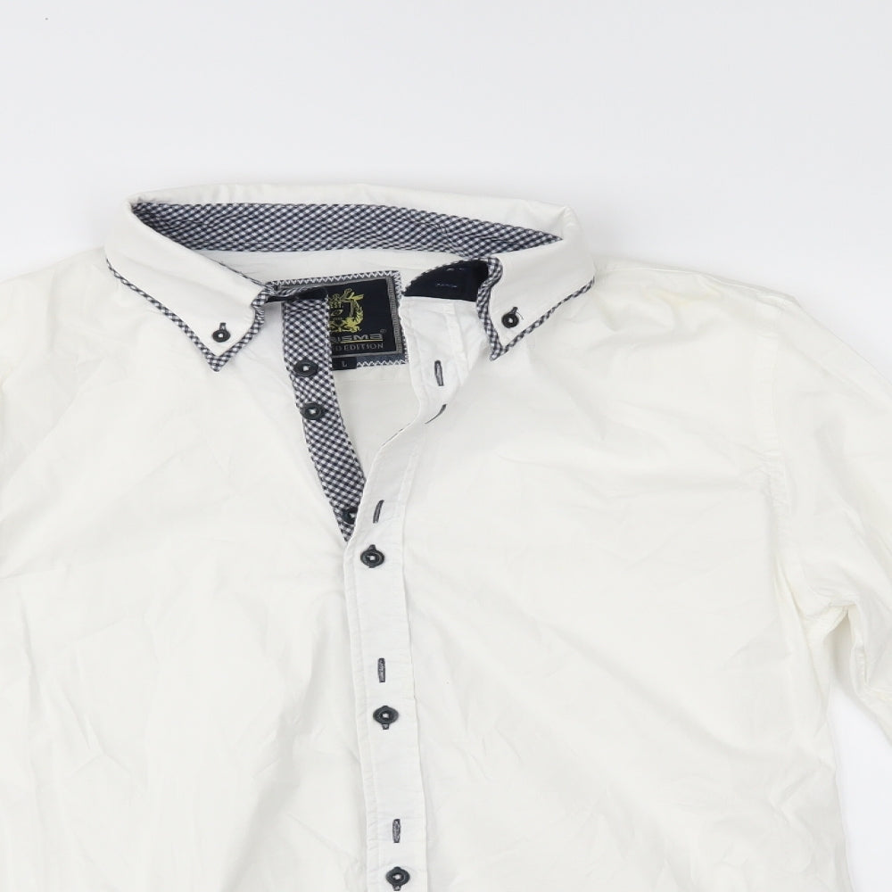 Carisma Mens White    Dress Shirt Size L