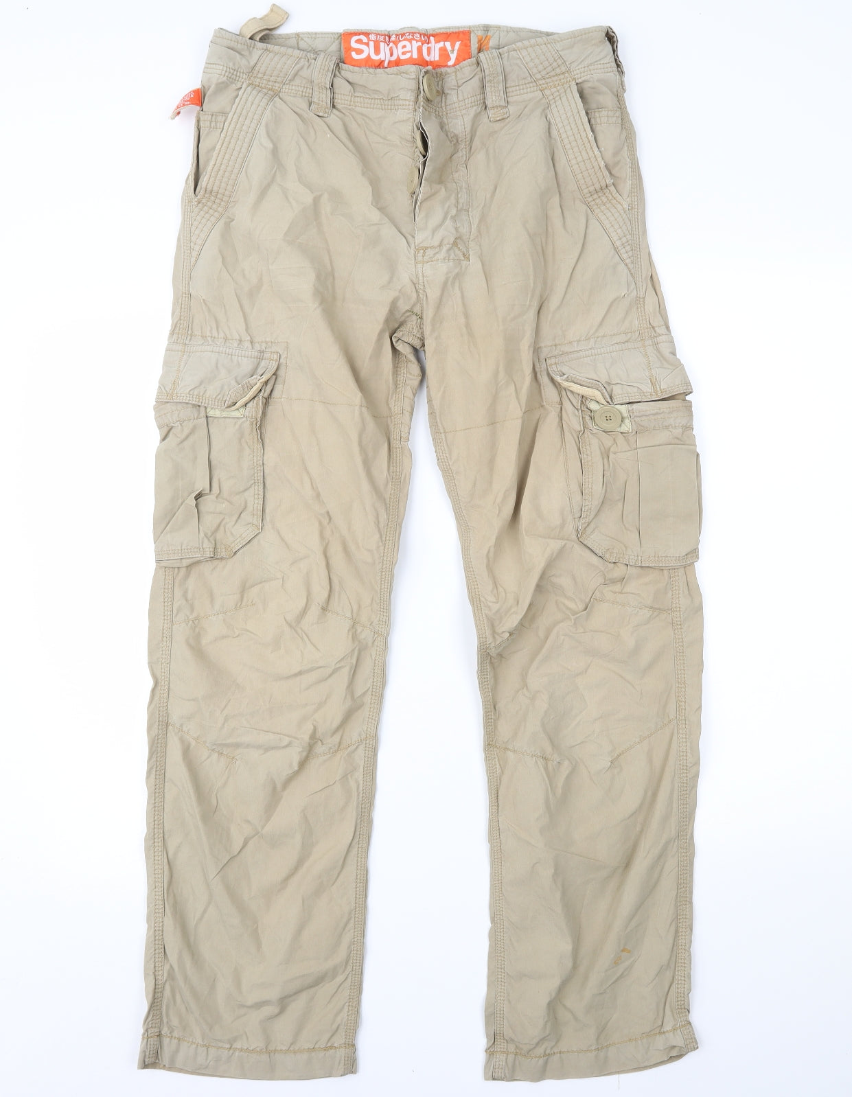 Superdry Mens Beige   Cargo Trousers Size M L28 in