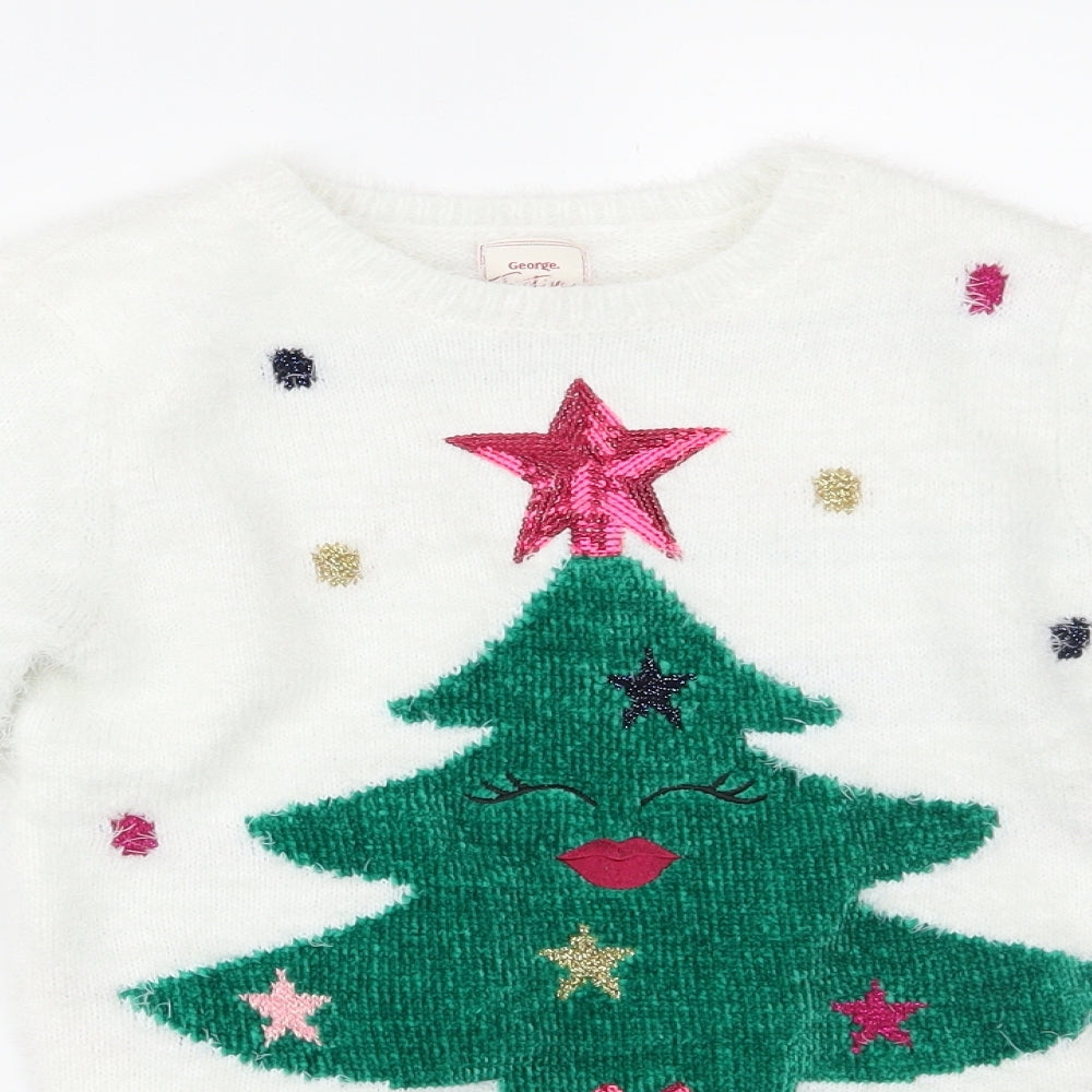 George Girls White   Pullover Jumper Size 8-9 Years  - CHRISTMAS