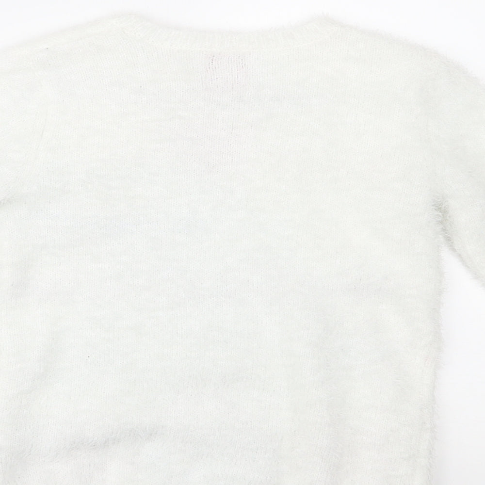 George Girls White   Pullover Jumper Size 8-9 Years  - CHRISTMAS
