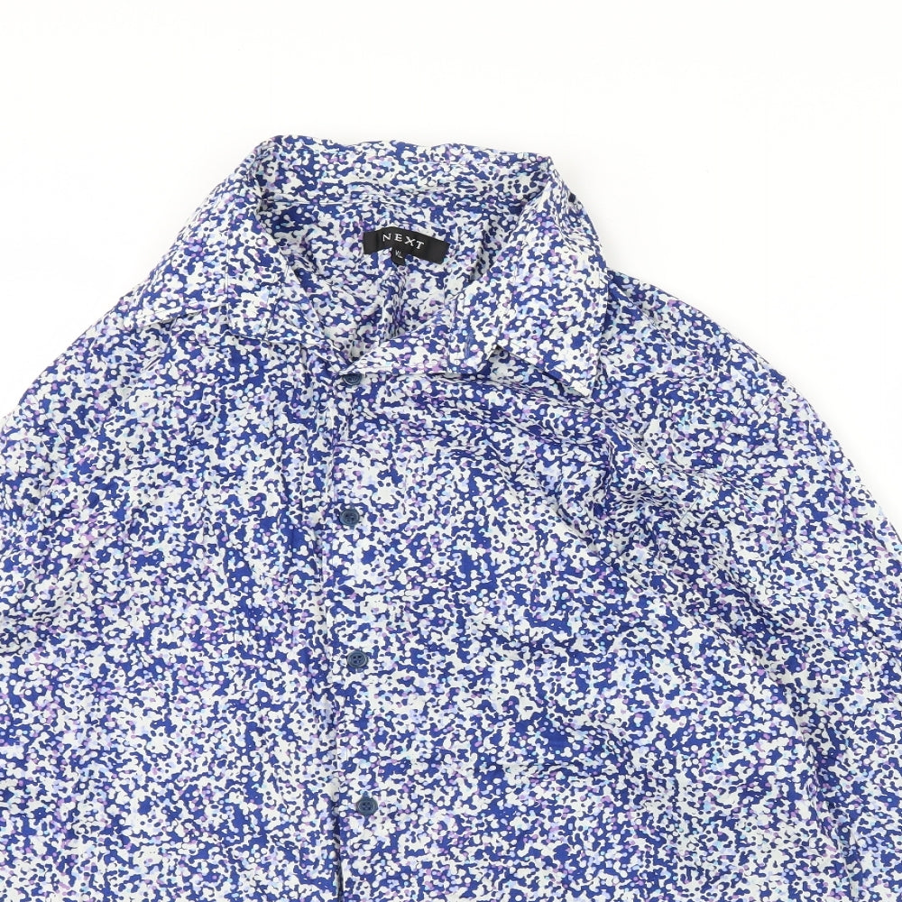 NEXT Mens Blue Floral   Dress Shirt Size XL