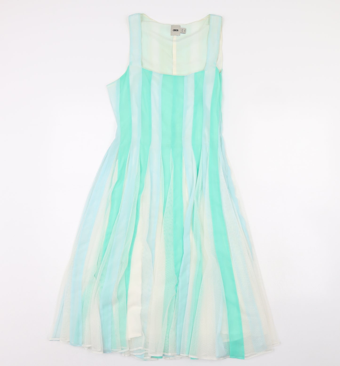 ASOS Womens Green Striped  Fit & Flare  Size 8