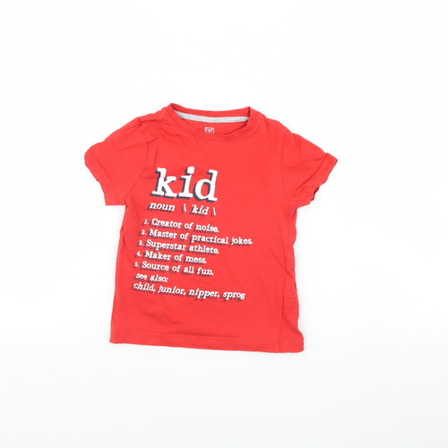 F&F Boys Red   Basic T-Shirt Size 3 Years  - Kid Definition