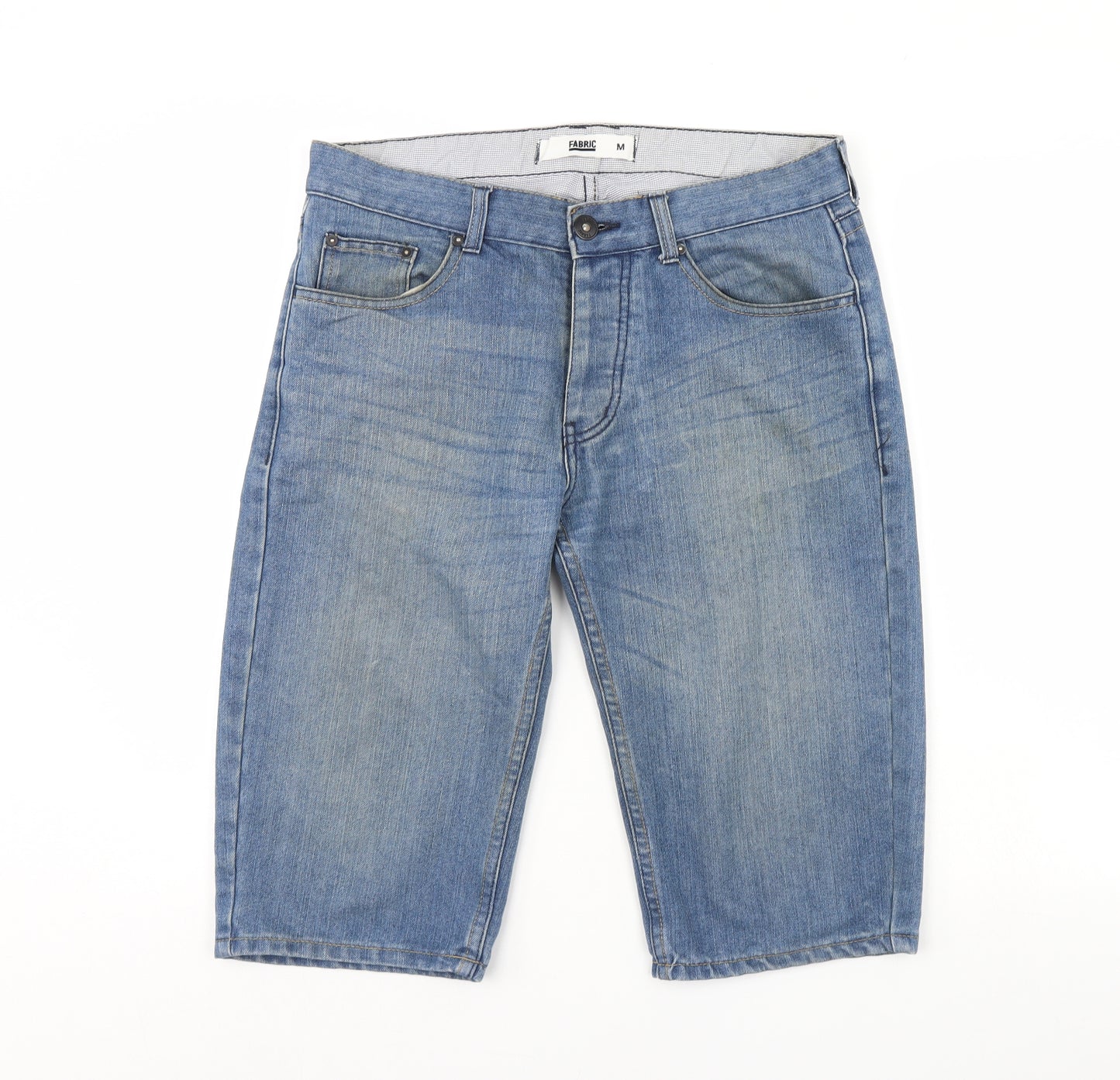 Fabric Mens Blue  Denim Chino Shorts Size M