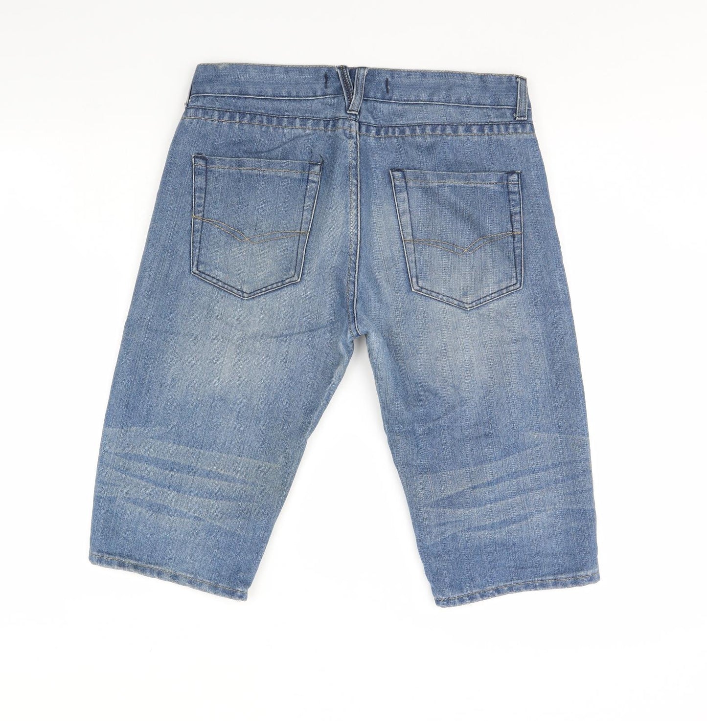 Fabric Mens Blue  Denim Chino Shorts Size M