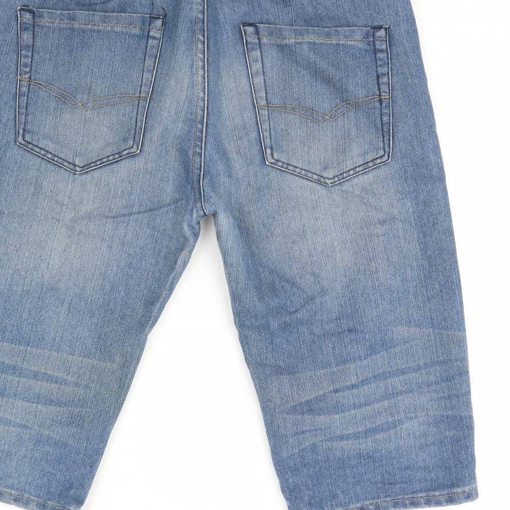 Fabric Mens Blue  Denim Chino Shorts Size M