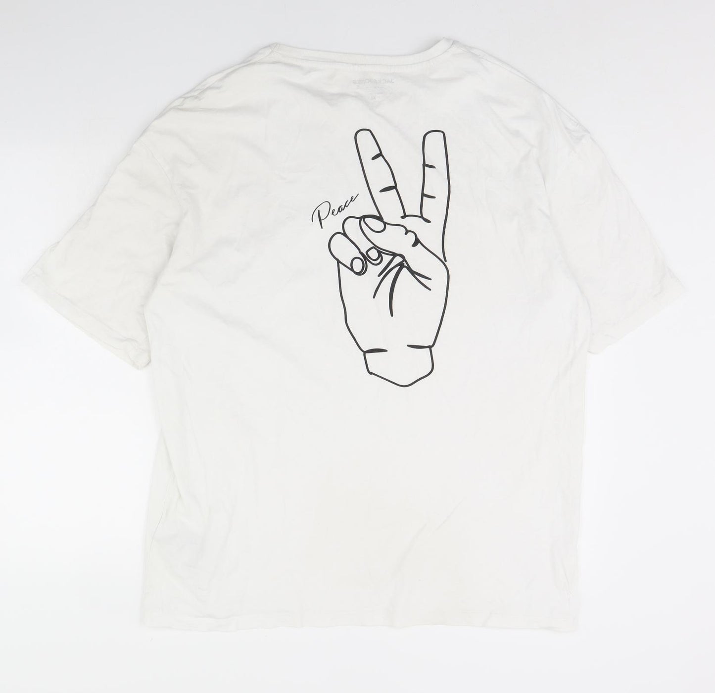 JACK & JONES Mens White    T-Shirt Size XL  - Peace