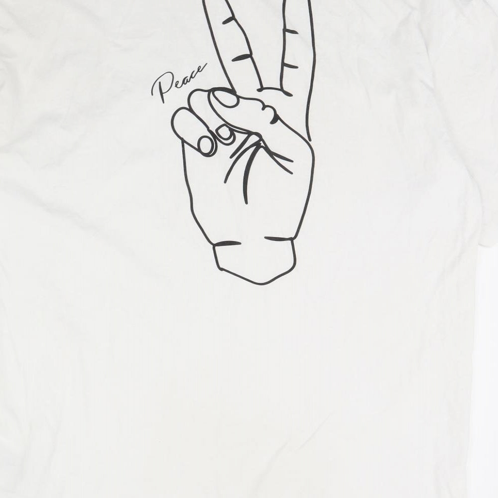 JACK & JONES Mens White    T-Shirt Size XL  - Peace