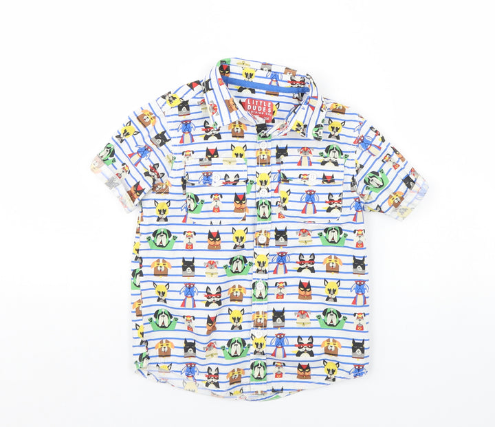 TU Girls White Striped  Basic Button-Up Size 4 Years  - Animal