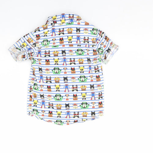 TU Girls White Striped  Basic Button-Up Size 4 Years  - Animal