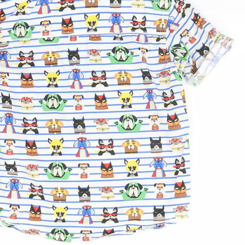 TU Girls White Striped  Basic Button-Up Size 4 Years  - Animal
