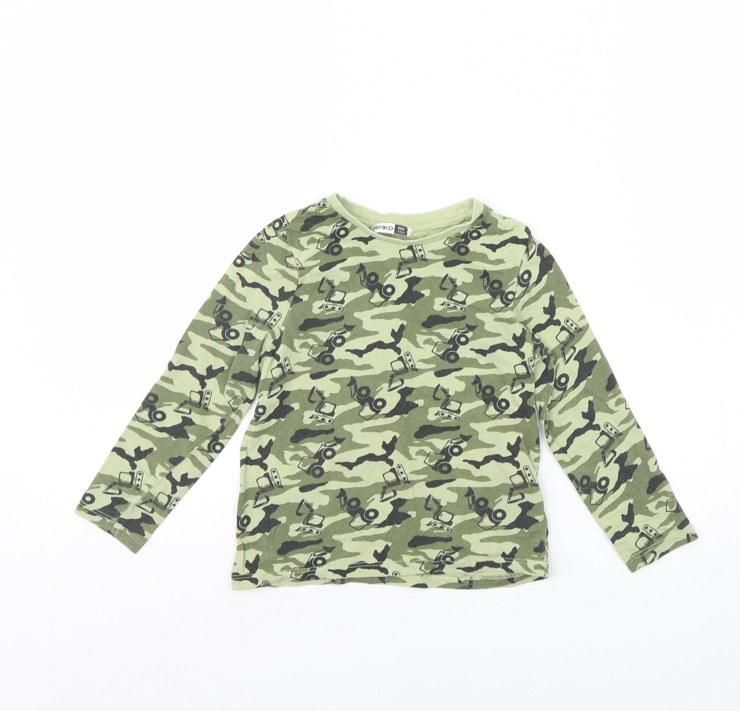 Pep & co Boys Green Camouflage  Basic T-Shirt Size 4 Years  - Tractor