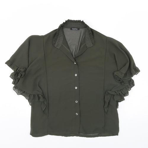 Boohoo Womens Green   Basic Button-Up Size 6