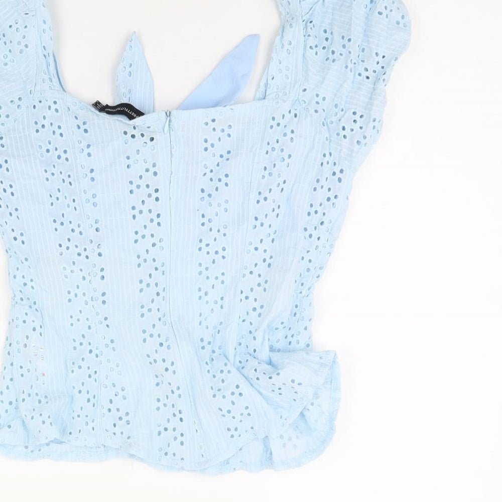 pretty little Thing Womens Blue   Basic Blouse Size 10