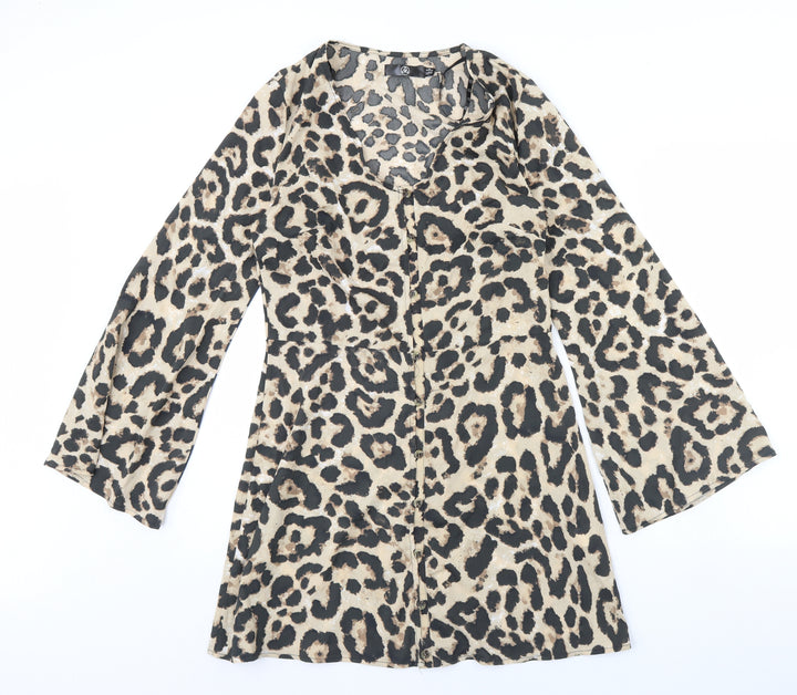 Missguided Womens Brown Animal Print Mini Size 10