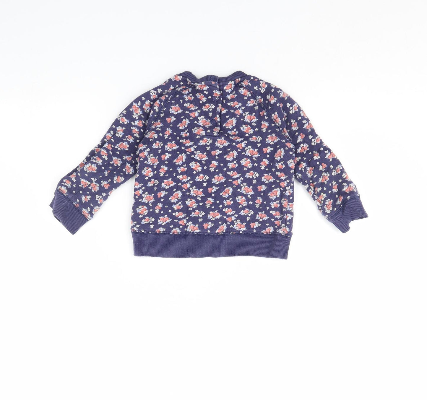 Mothercare Girls Blue Floral  Pullover Jumper Size 2 Years