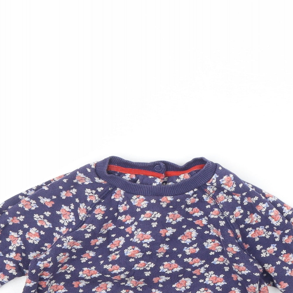 Mothercare Girls Blue Floral  Pullover Jumper Size 2 Years