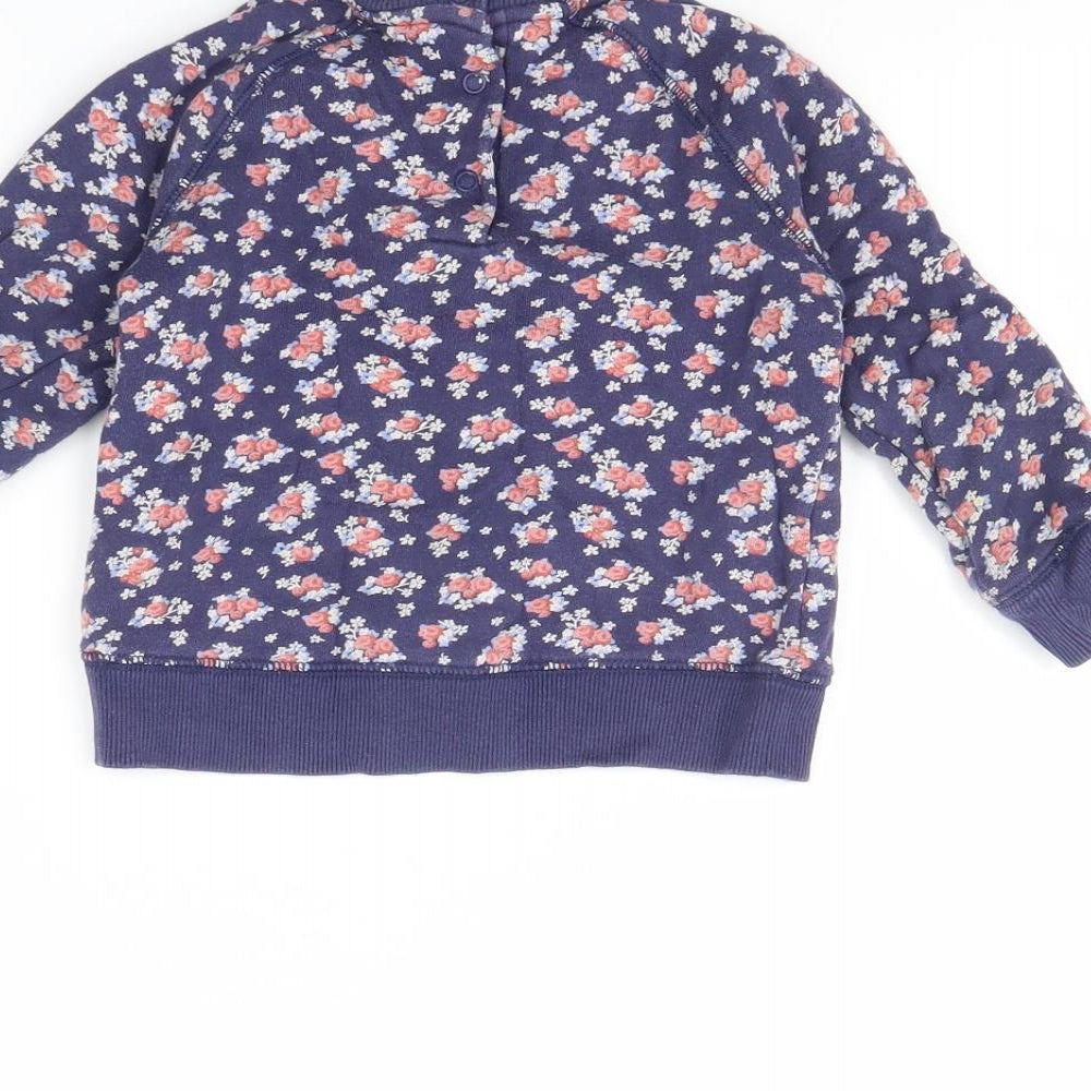 Mothercare Girls Blue Floral  Pullover Jumper Size 2 Years