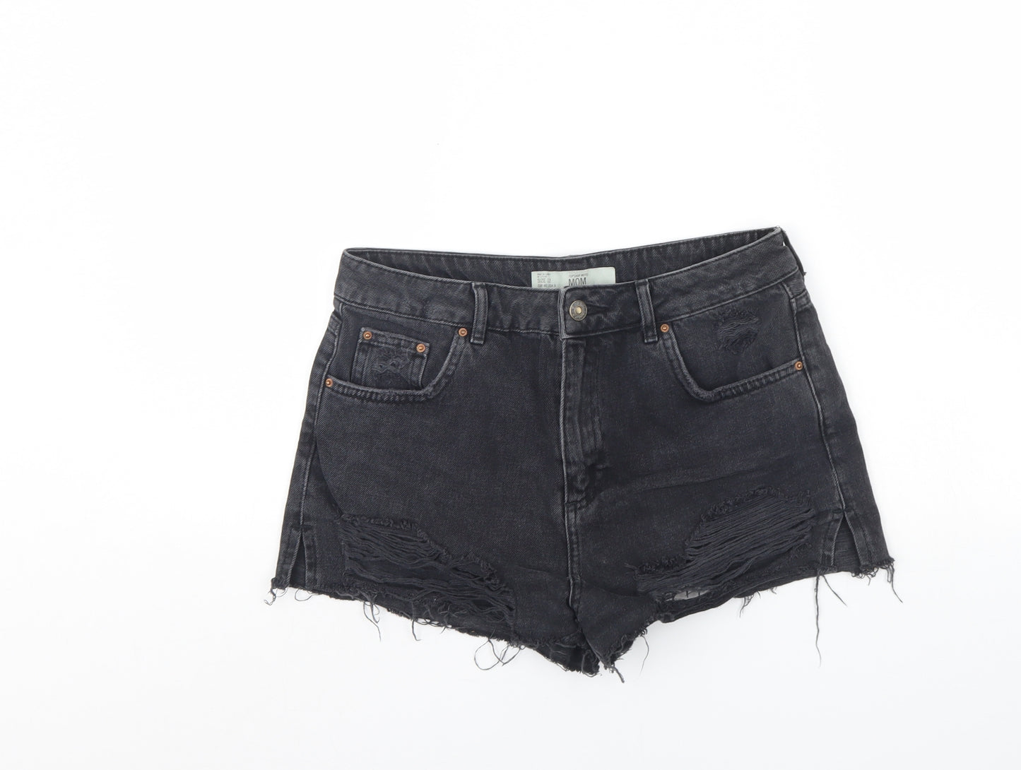 Topshop Womens Black  Denim Cut-Off Shorts Size 12