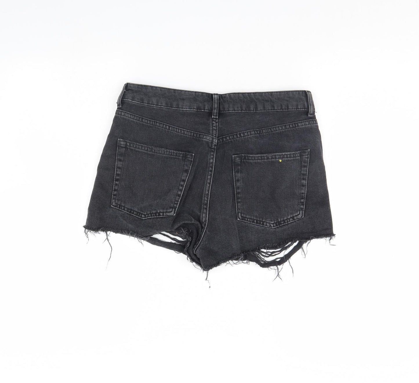 Topshop Womens Black  Denim Cut-Off Shorts Size 12