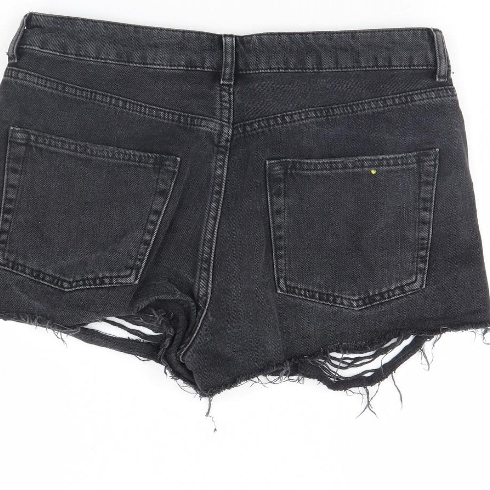 Topshop Womens Black  Denim Cut-Off Shorts Size 12