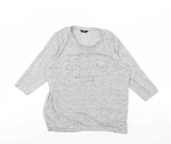 F&F Womens Grey Pullover Jumper Size 14 - Paris