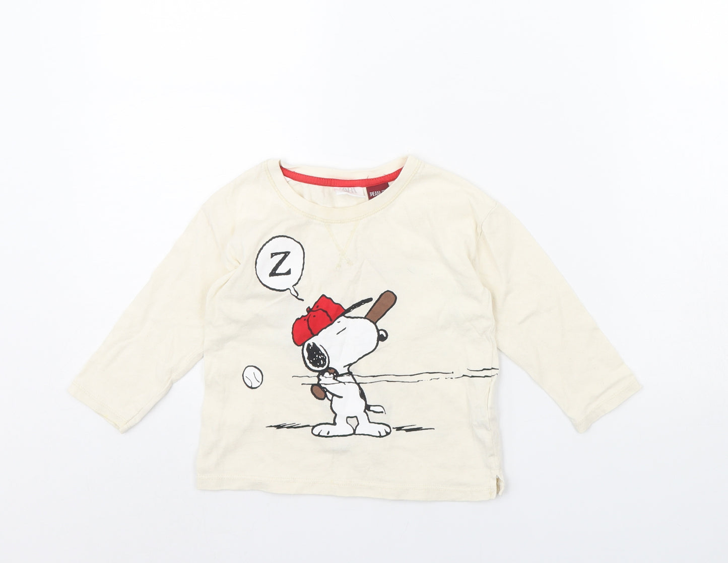 Zara Baby Beige   Basic T-Shirt Size 12 Months  - Peanuts Snoopy