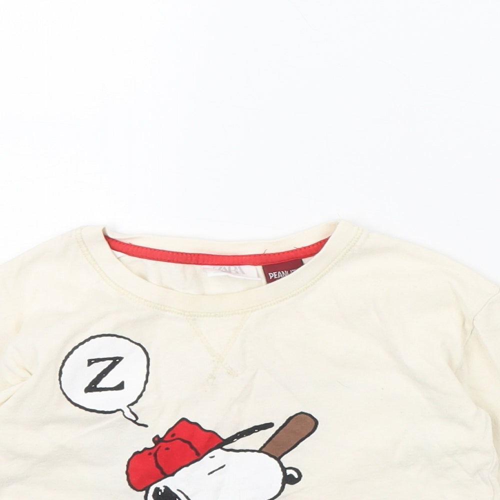 Zara Baby Beige   Basic T-Shirt Size 12 Months  - Peanuts Snoopy