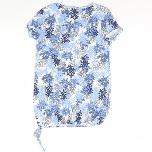 George Womens Blue Floral  Basic Blouse Size 8