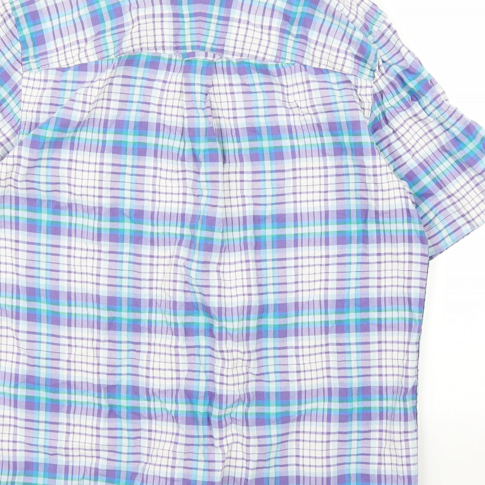 John Lewis Mens Purple Plaid   Button-Up Size L